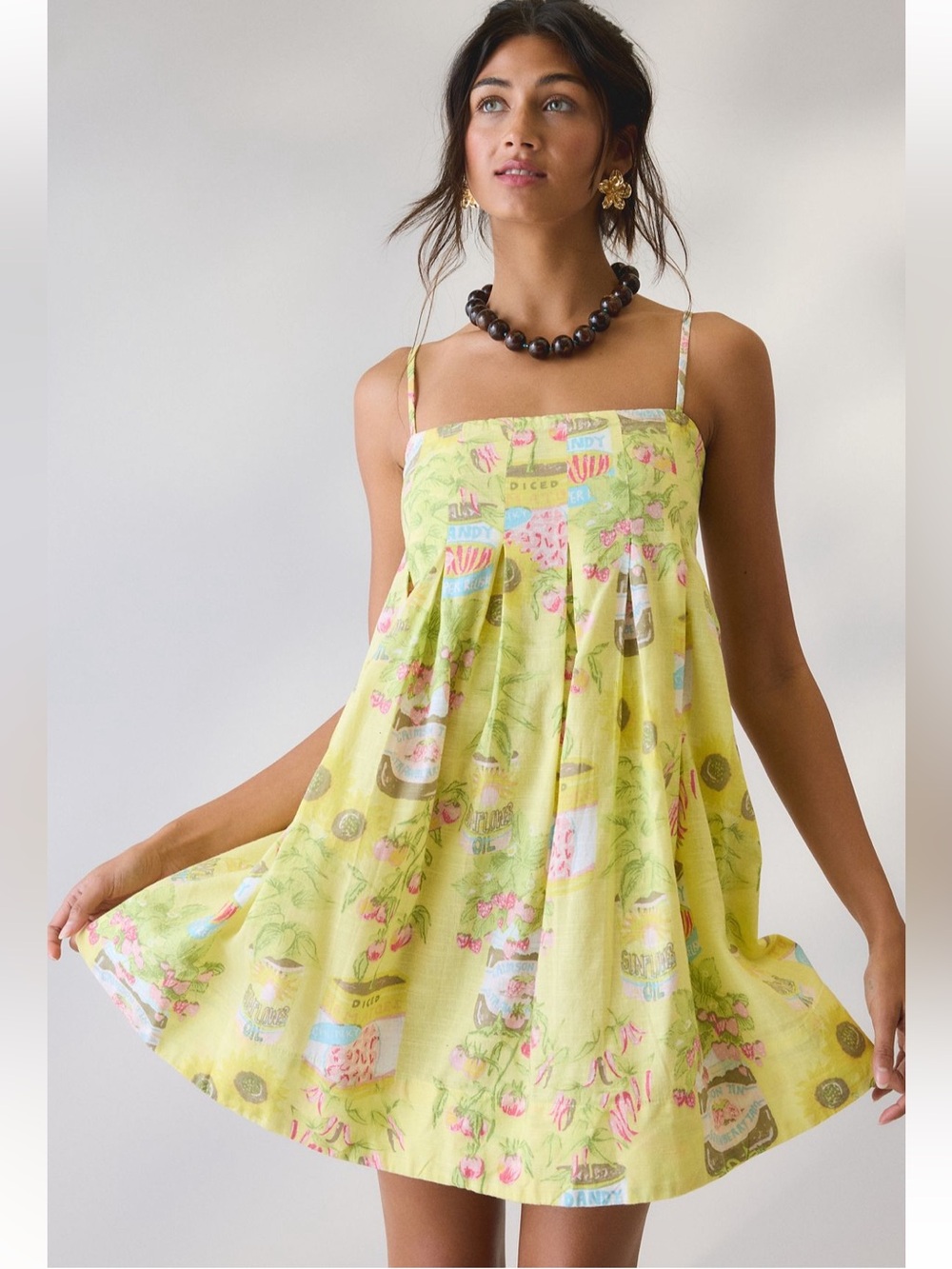 NWT Urban Outfitters Smooth Sailing Pleated Flounce Babydoll Mini Dress M - Picture 2 of 6